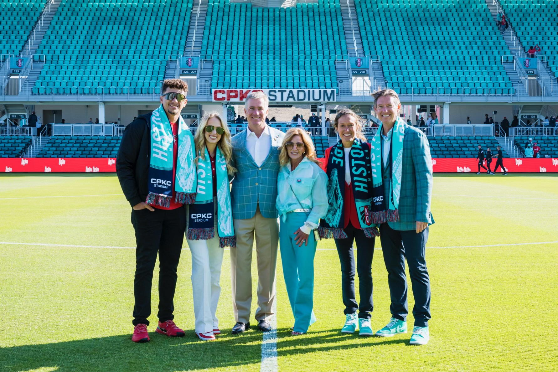 VIPs on the pitch at CPKC Stadium for opening day