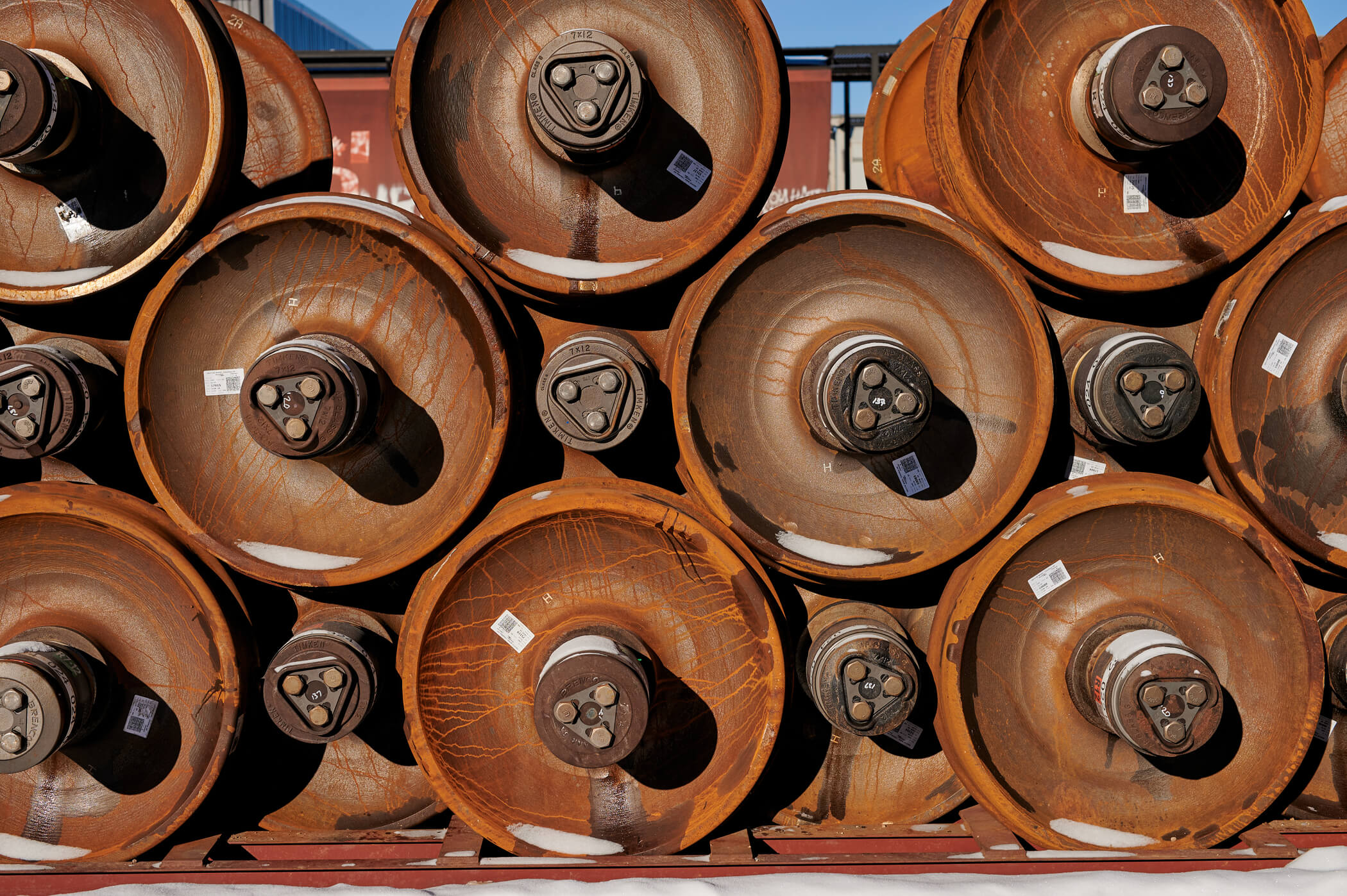 stack of steel wheels