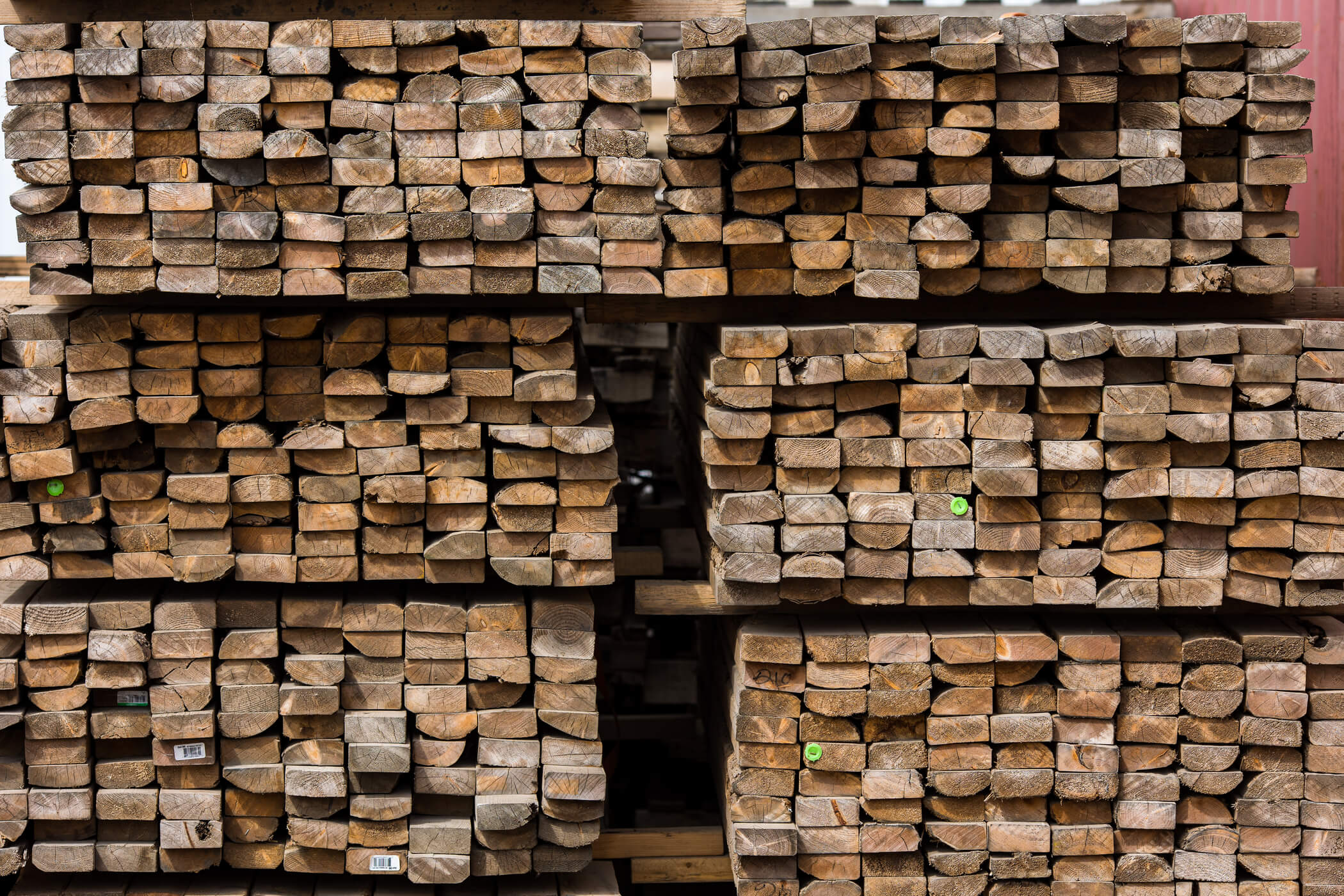 Stacks of timber.